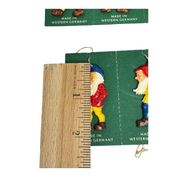 5 Vintage Hand Painted Western Germany Dwarfs Christmas Ornaments W/ Green Tags - Picture 5 of 5